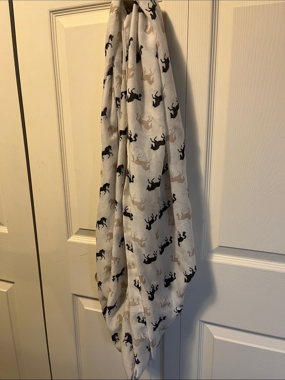 Neutral Horse Infinity Scarf - White with Black & Tan